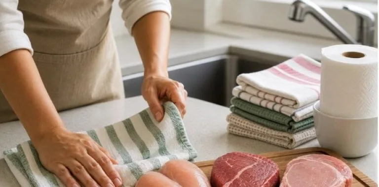 La toalla de cocina: un hábito clave para evitar la contaminación cruzada