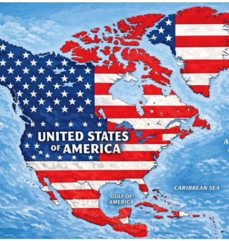 Trump comparte mapa con bandera EE.UU. sobre Canadá, México y Caribe