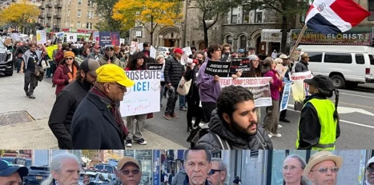 Marcha en Washington Heights contra ICE tras tiroteo a dominicano Oscar Belgal