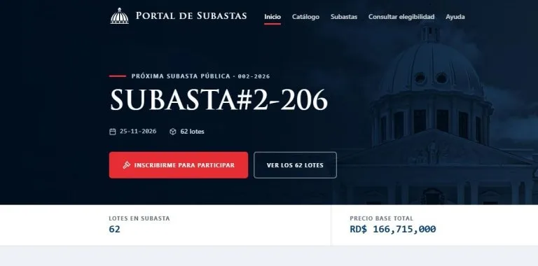 INCABIDE abre inscripciones para segunda subasta pública de 2026 con más de 200 bienes