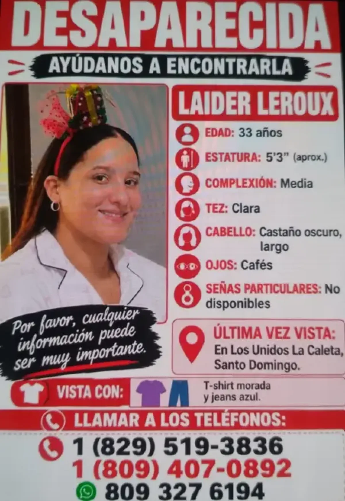 Enfermera Laider Leroux es encontrada sana y salva tras desaparición en La Caleta