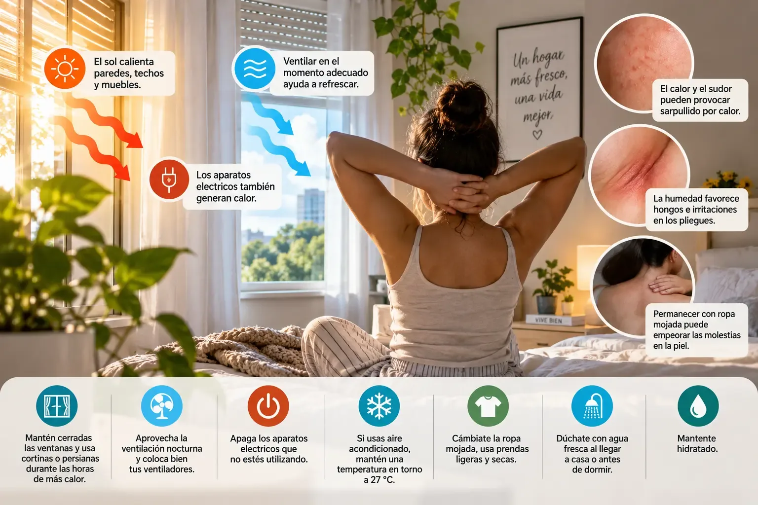 Cómo reducir el calor en casa y proteger tu piel durante olas de calor