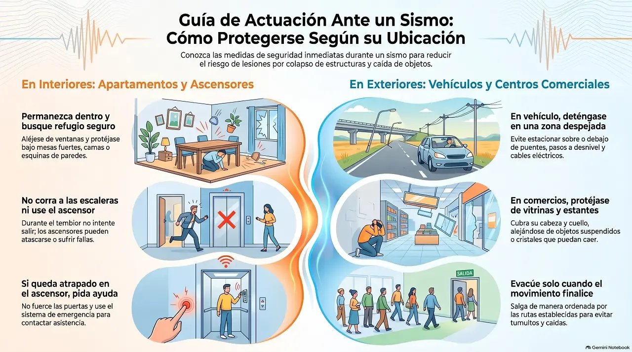 Qué hacer durante un terremoto: guía del COE para apartamentos, ascensores y vehículos
