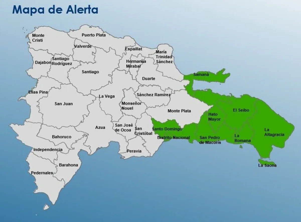 COE activa alerta verde en 8 provincias por onda tropical asociada a Dolly