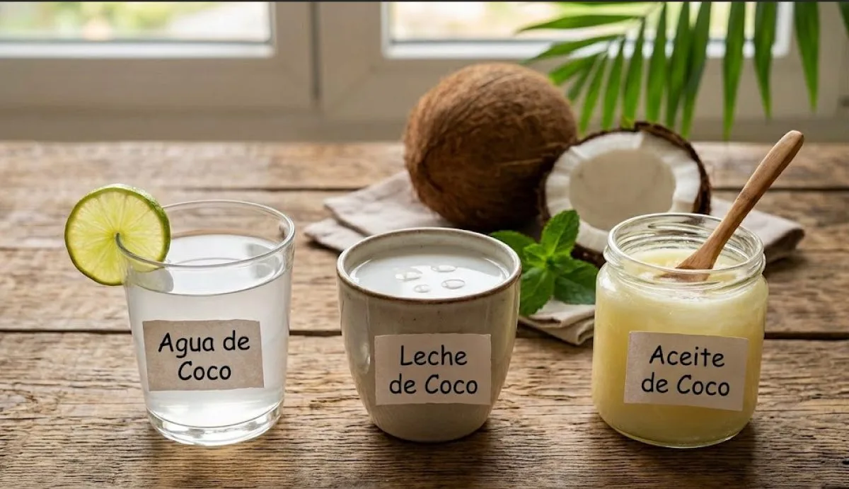 Agua, leche y aceite de coco: diferencias nutricionales y su impacto en la salud