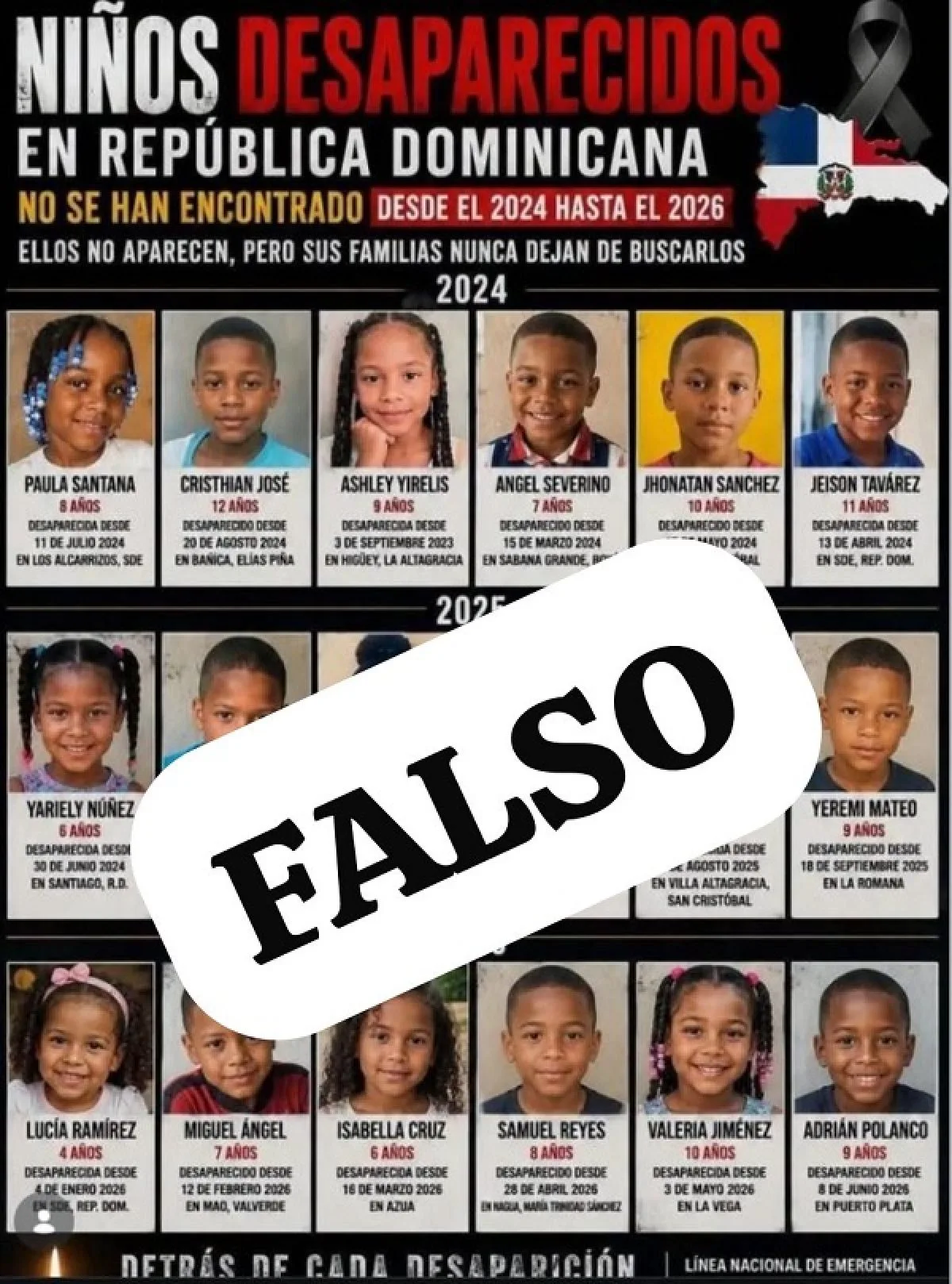 Policía Nacional desmiente lista viral de 18 niños desaparecidos en RD